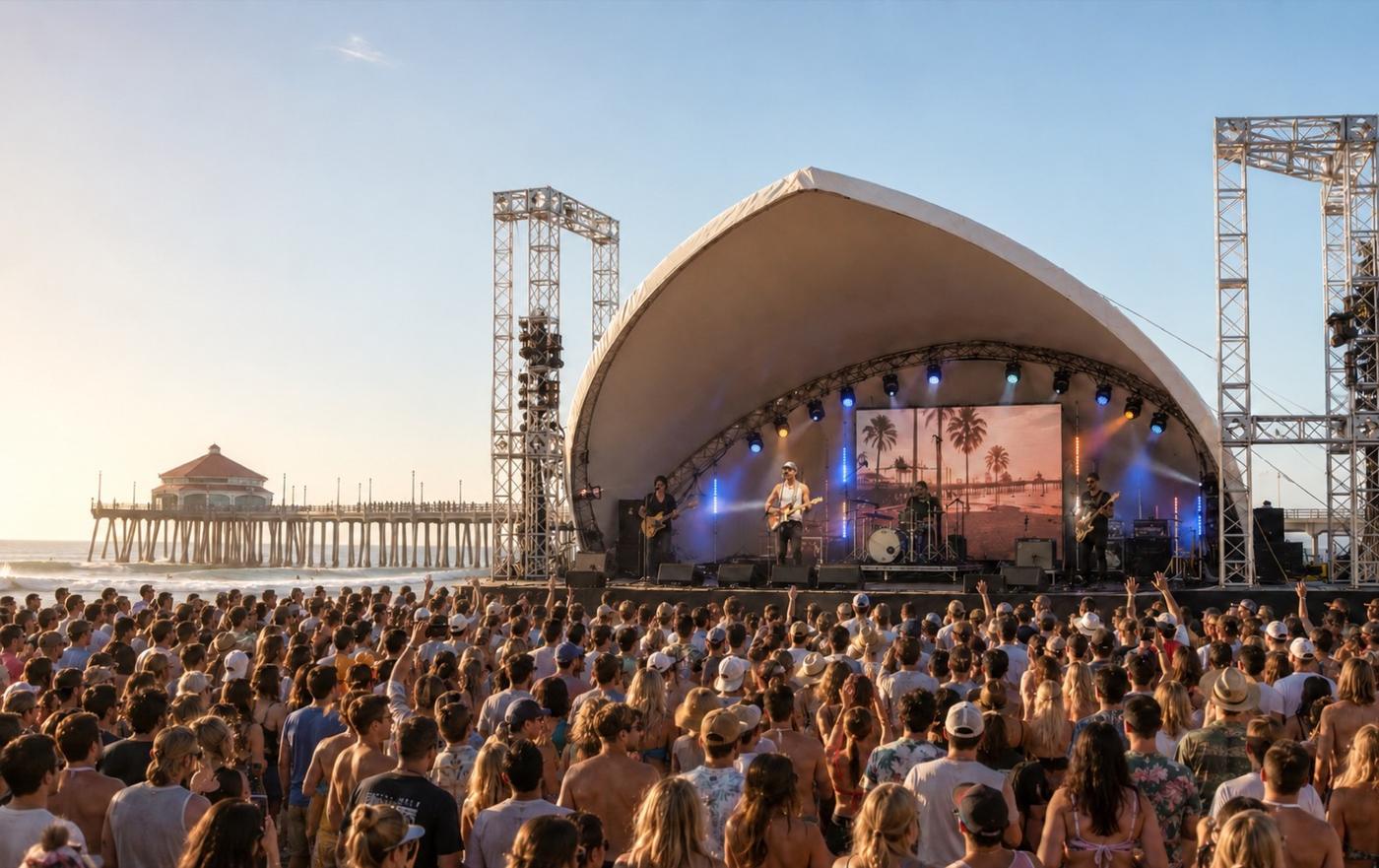 Crowd in front of a live music stage